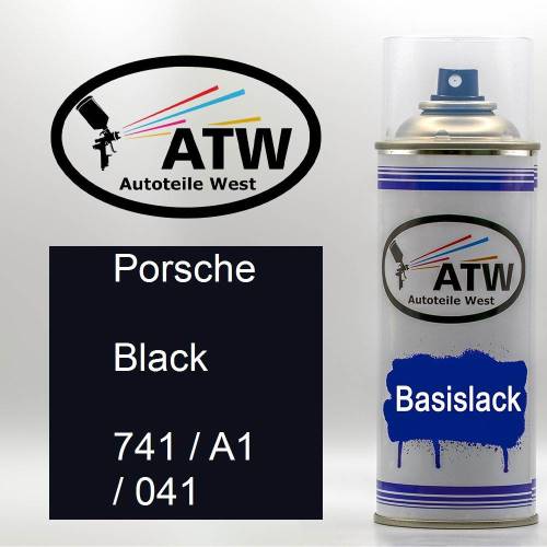 Porsche, Black, 741 / A1 / 041: 400ml Sprühdose, von ATW Autoteile West.